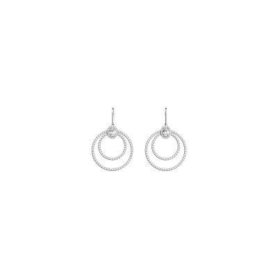 Boucles d'oreilles pendantes Les Georgettes Nuit en laiton finition argentée et oxydes de zirconium, 20mm