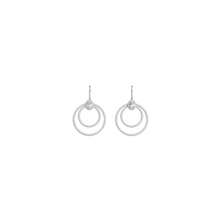 Boucles d'oreilles pendantes Les Georgettes Nuit en laiton finition argentée et oxydes de zirconium, 20mm