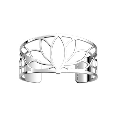 Bracelet manchette Les Georgettes Lotus en laiton finition argentée, 30mm