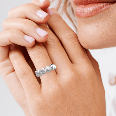 Bague Les Cadettes Pacifique en laiton finition argentée, taille 56