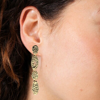 Boucles d'oreilles pendantes Les Cadettes Soleil en laiton finition dorée