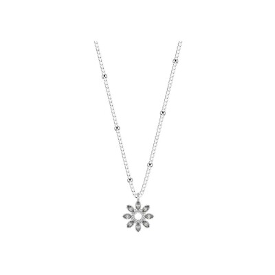 Collier Les Cadettes Blossom en laiton finition argentée et oxydes de zirconium