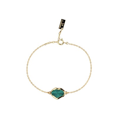 Bracelet Les Cadettes Aqua en laiton finition dorée et laque turquoise