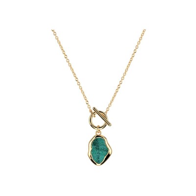Collier Les Cadettes Aqua en laiton finition dorée et laque turquoise