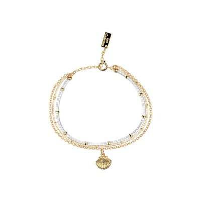 Bracelet Les Cadettes Idole en laiton finition dorée et perles de rocailles