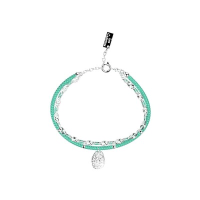 Bracelet Les Cadettes Idole en laiton finition argentée et perles de rocailles