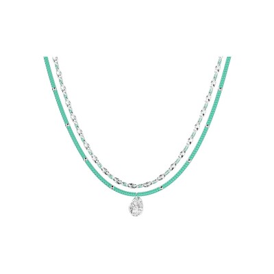 Collier Les Cadettes Idole en laiton finition argentée et perles de rocailles