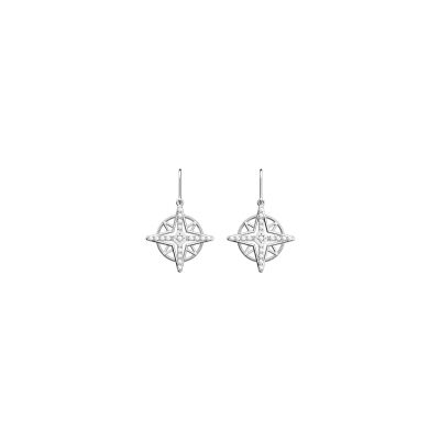 Boucles d'oreilles Les Georgettes Rose des Vents en laiton, oxydes de zirconium et perles, 16mm