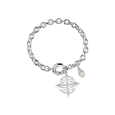 Bracelet Les Georgettes Rose des Vents en laiton, oxydes de zirconium et perles