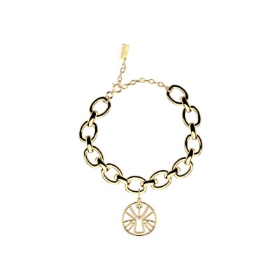 Bracelet Les Georgettes Lion en laiton finition dorée et oxydes de zirconium