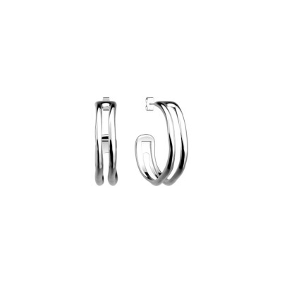 Boucles d'oreilles créoles Les Georgettes Pure Organique en laiton finition argentée, 6mm