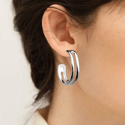 Boucles d'oreilles créoles Les Georgettes Pure Organique en laiton finition argentée, 6mm