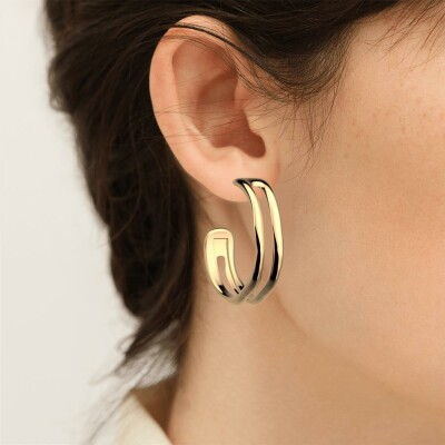 Boucles d'oreilles créoles Les Georgettes Pure Organique en laiton finition dorée, 6mm