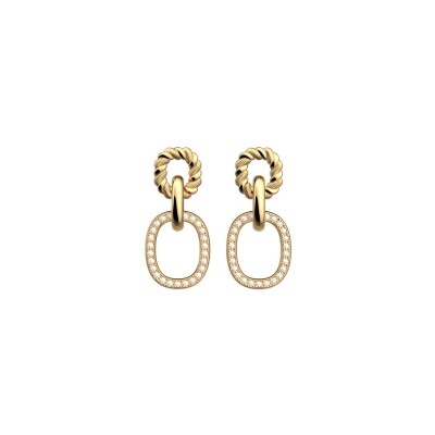 Boucles d'oreilles pendantes Les Georgettes Icône Précieuse en laiton finition dorée et oxydes de zirconium
