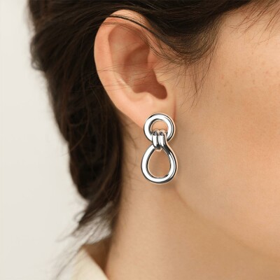 Boucles d'oreilles pendantes Les Georgettes Malice en laiton finition argentée, 25mm