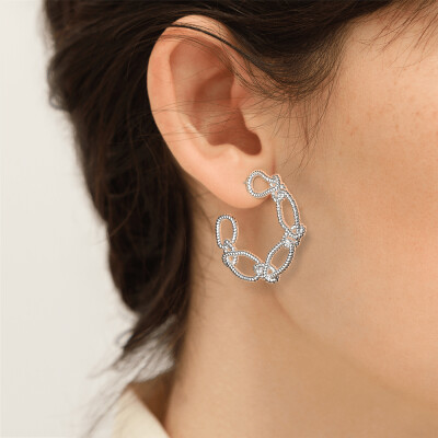 Boucles d'oreilles Les Georgettes Cordage en laiton finition argentée