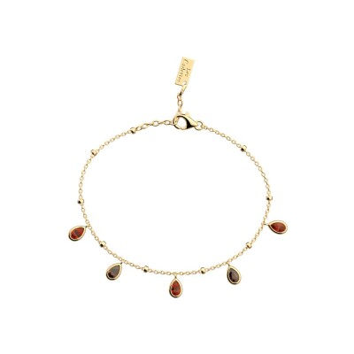 Bracelet Les Cadettes Cristal en laiton finition dorée et oxydes de zirconium, 19.5 cm