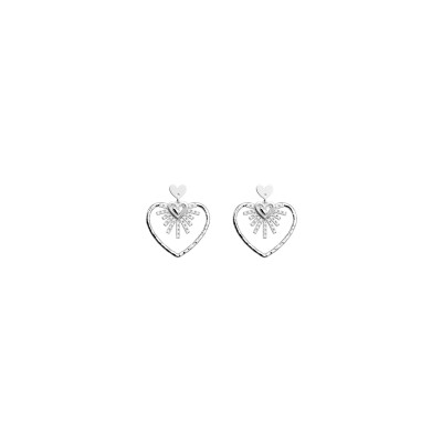 Boucles d'oreilles pendantes Les Cadettes Idylle en laiton finition argentée et oxydes de zirconium