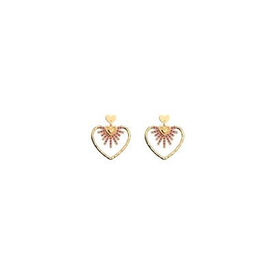 Boucles d'oreilles pendantes Les Cadettes Idylle en laiton finition dorée et oxydes de zirconium
