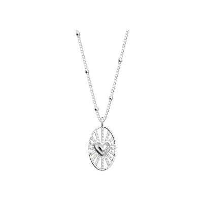 Collier Les Cadettes Idylle en laiton finition argentée et oxydes de zirconium