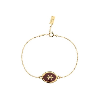 Bracelet Les Cadettes Lys en laiton finition dorée et laque, 19.5 cm