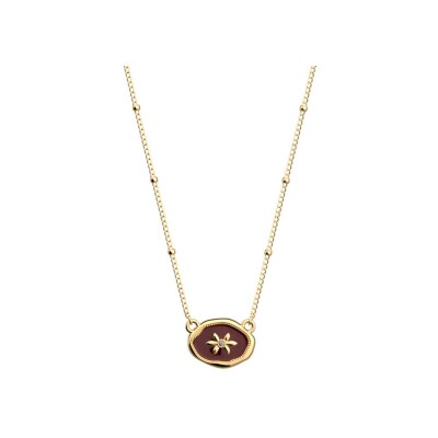 Collier Les Cadettes Lys en laiton finition dorée et laque