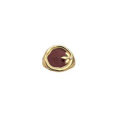 Bague Les Cadettes Lys en laiton finition dorée et laque, taille 54