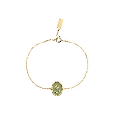Bracelet Les Cadettes Rose en laiton finition dorée et laque, 19.5 cm