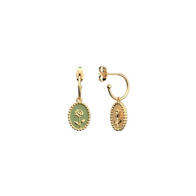 Boucles d'oreilles pendantes Les Cadettes Rose en laiton finition dorée et laque