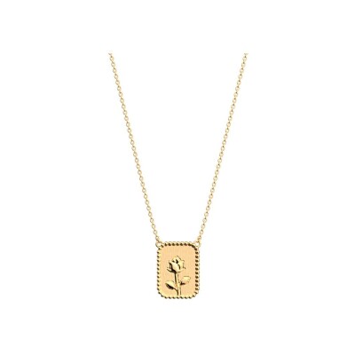 Collier Les Cadettes Rose en laiton finition dorée et laque