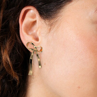 Boucles d'oreilles pendantes Les Cadettes Ruban en laiton finition dorée