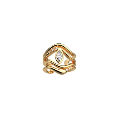 Bague Les Cadettes Diadème en laiton finition dorée et oxydes de zirconium, taille 54