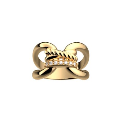 Bague Les Georgettes Icône Précieuse en laiton finition dorée et oxydes de zirconium, taille 54
