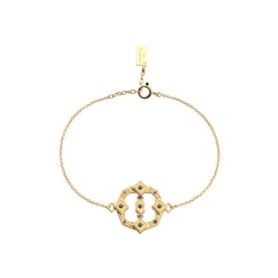 Bracelet Les Georgettes Tamara en laiton finition dorée et oxydes de zirconium, 19.5 cm, 16mm