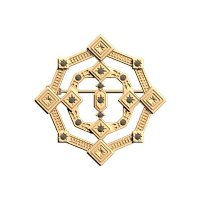 Broche Les Georgettes Tamara en laiton finition dorée et oxydes de zirconium, 16mm