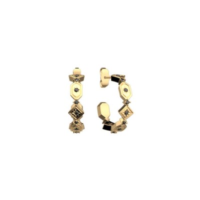 Boucles d'oreilles créoles Les Georgettes Tamara en laiton finition dorée et oxydes de zirconium