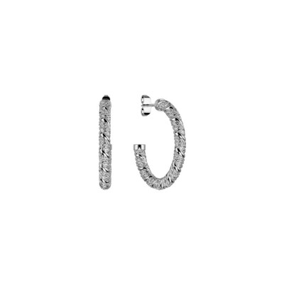 Boucles d'oreilles créoles Les Georgettes Icône Torsade en laiton finition argentée