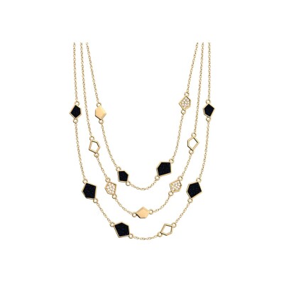 Collier Les Georgettes Gatsby en laiton finition dorée, laque et oxydes de zirconium, 50 cm