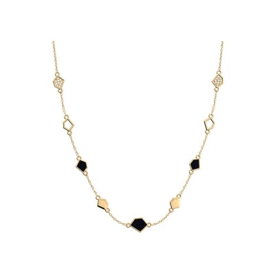 Collier Les Georgettes Gatsby en laiton finition dorée, laque et oxydes de zirconium, 43 cm