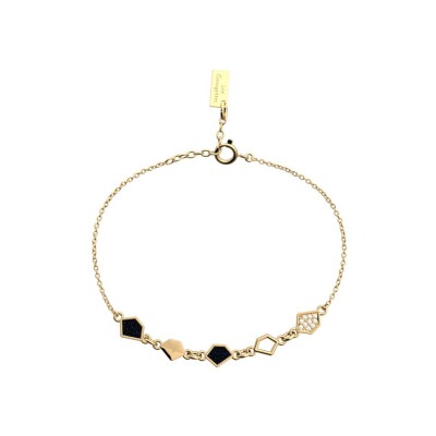 Bracelet Les Georgettes Gatsby en laiton finition dorée, laque et oxydes de zirconium, 19.5 cm