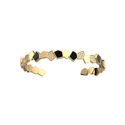 Bracelet jonc Les Georgettes Gatsby en laiton finition dorée, laque et oxydes de zirconium