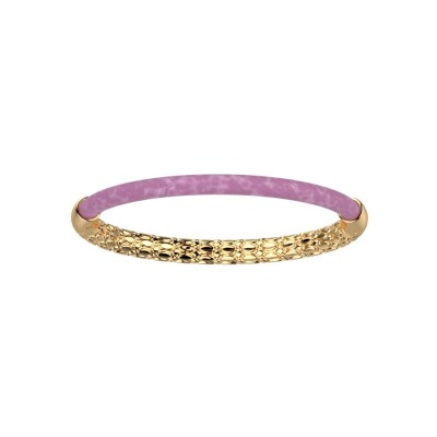 Bracelet jonc Les Georgettes Duo en acier doré et résine Mauve