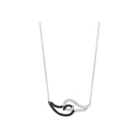 Collier motif vague en argent et oxyde de zirconium