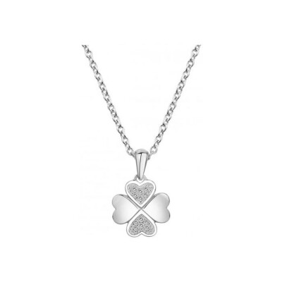 Collier feuille en argent et oxyde de zirconium