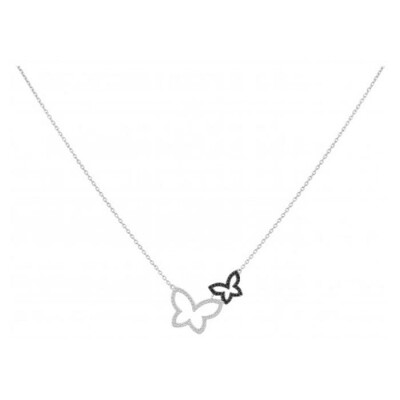 Collier double papillon en argent et oxyde de zirconium