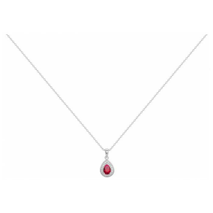 Collier en argent, spinelle rouge et oxyde de zirconium