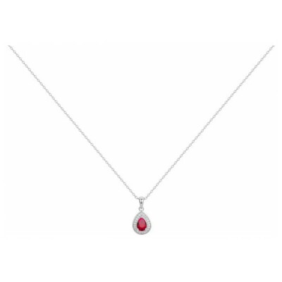 Collier en argent, spinelle rouge et oxyde de zirconium