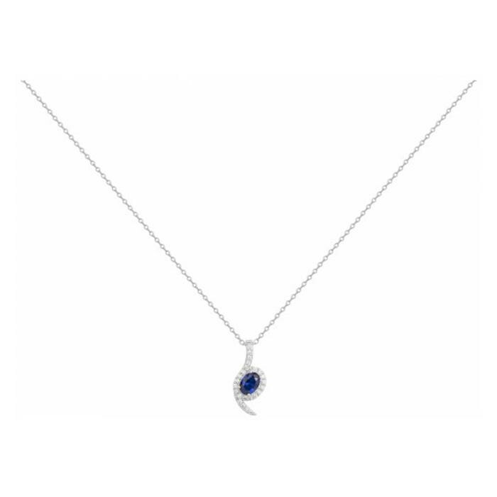 Collier en argent, spinelle bleue et oxyde de zirconium