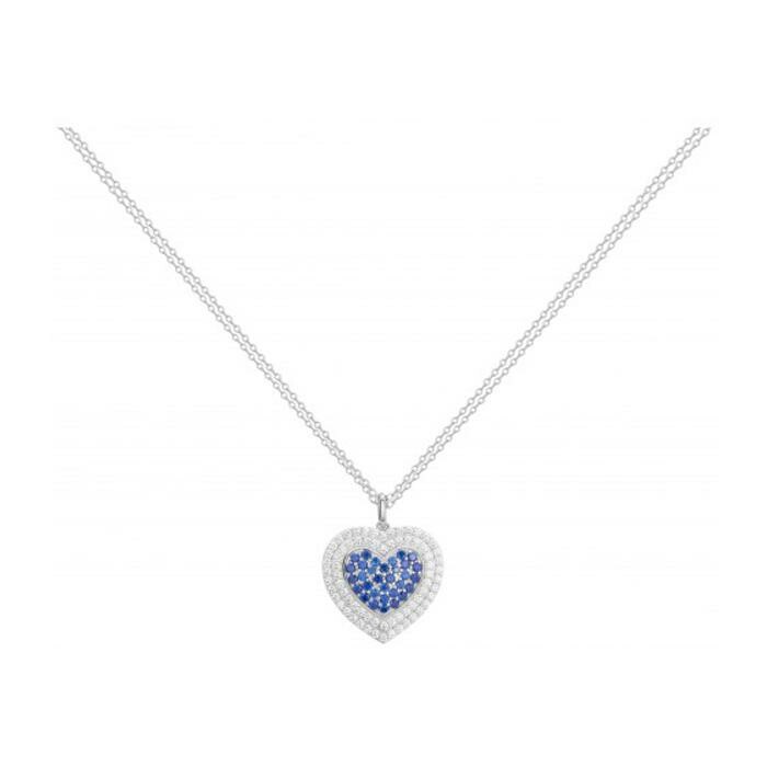 Collier en argent, spinelle bleue et oxyde de zirconium