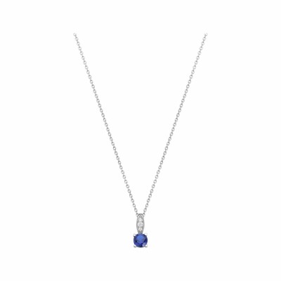 Collier en argent, spinelle bleue et oxydes de zirconium